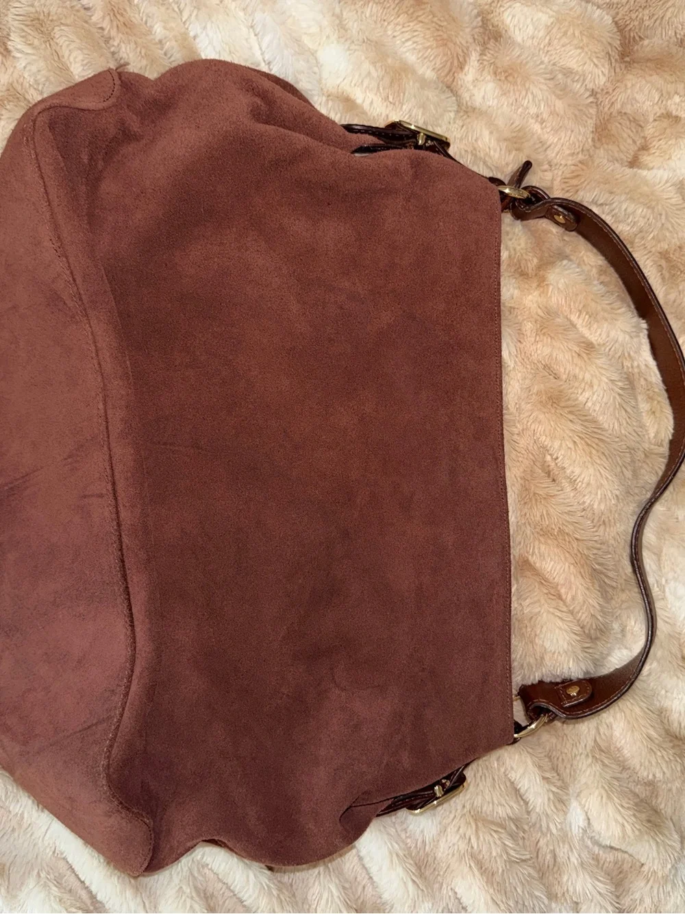 Michael Kors Hudson Hobo  Brown Suede Shoulder Bag